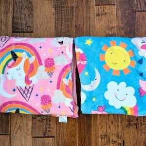 Soft Cozy Round Throw Blankets for Baby Kids Girls Rainbows Unicorns 60 Inches